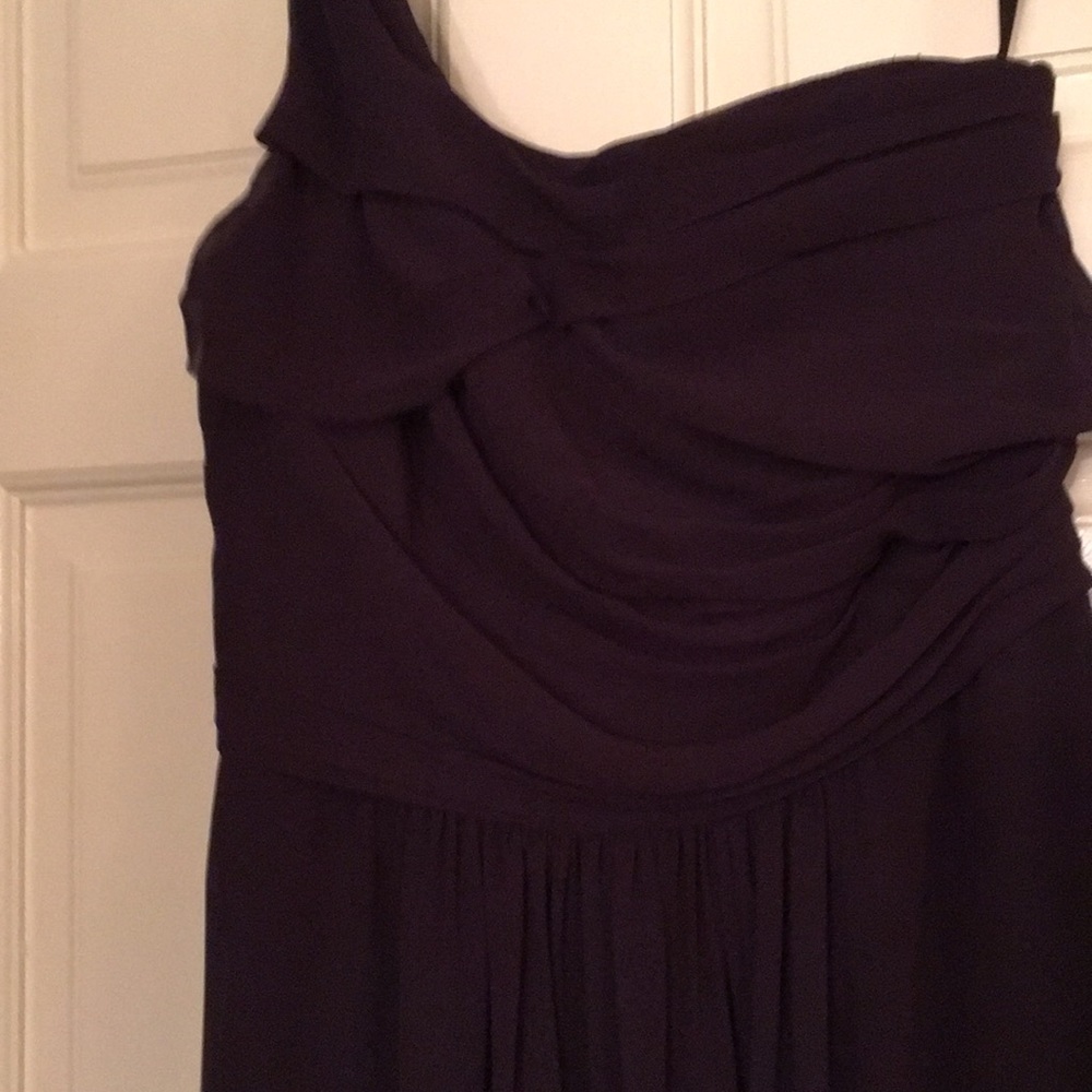 One shoulder gown. Chiffon